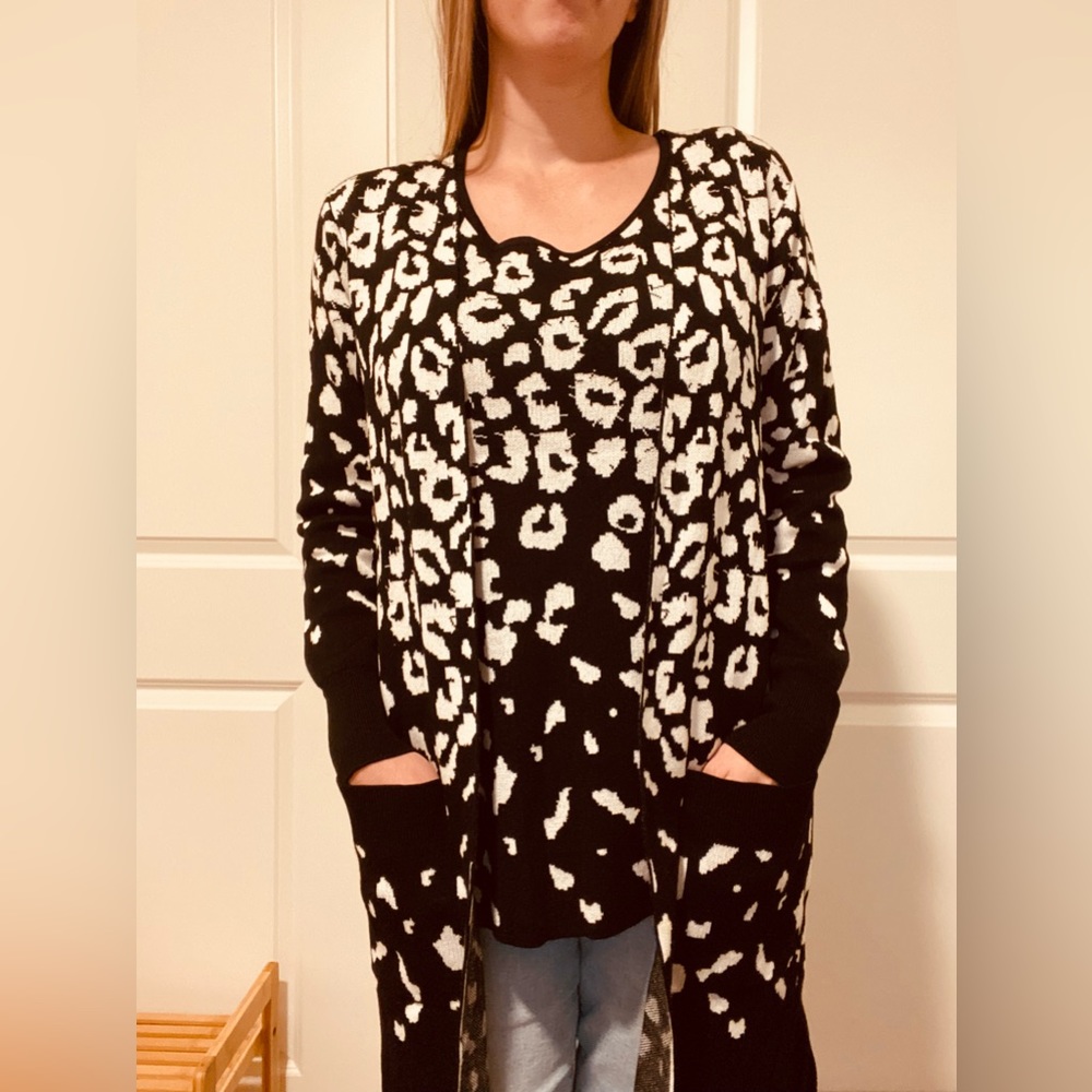 Leopard print cardigan & tank set